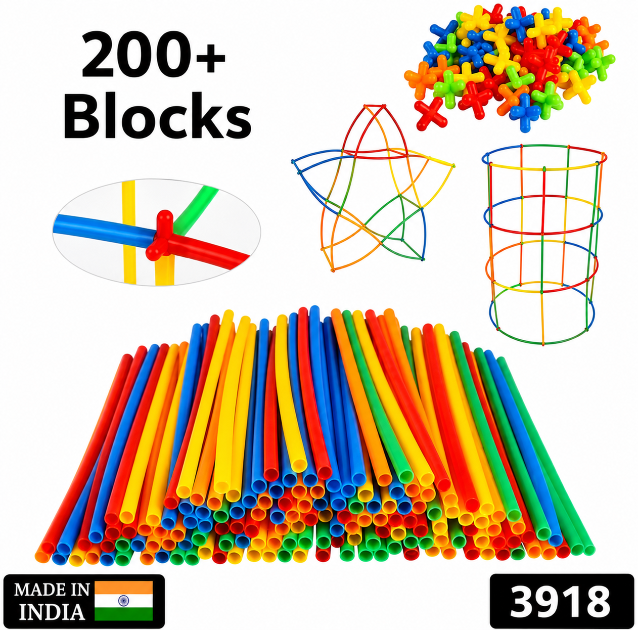 Colorful Straw Educational Building Smart City Blocks for Kids